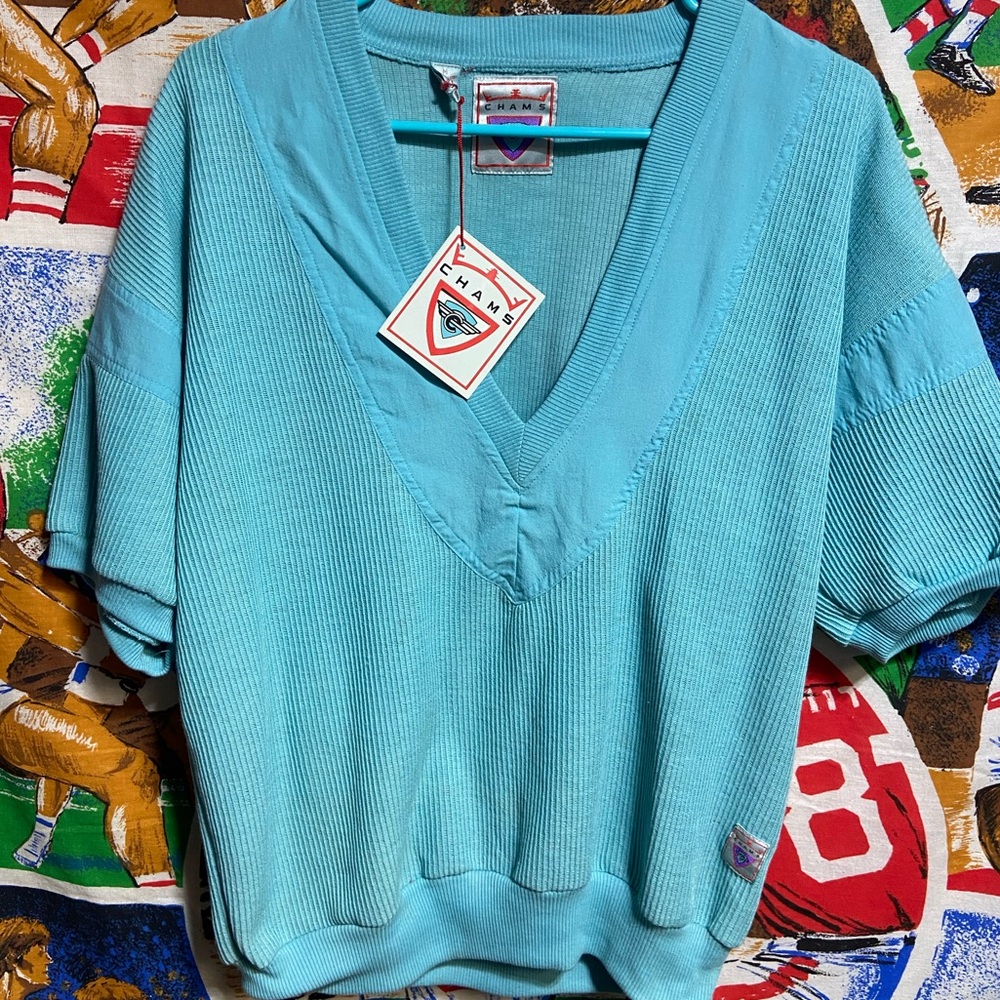 NWT Deadstock Vintage 80's CHAMS V Neck Dress Shirt